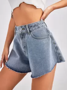 Botão Simples Short Jeans - Lavagem clara - Visão 4