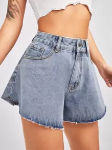 Botão Simples Short Jeans - Lavagem clara - Visão 5
