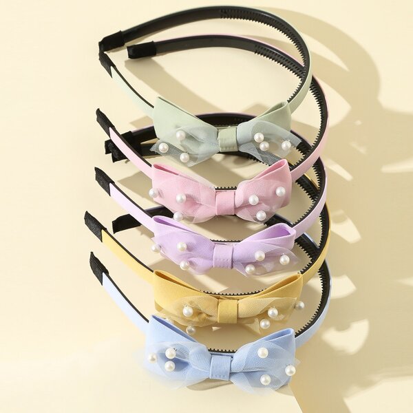 

5pcs Toddler Girls Bow Hair Hoop, Multicolor