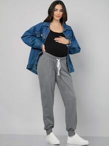 SHEIN Đầm bầu trơn sling top - màu đen - Xem 3