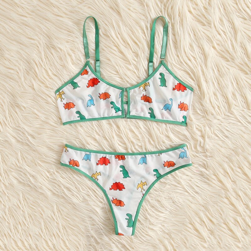 

Animal Print Contrast Binding Lingerie Set, Multicolor