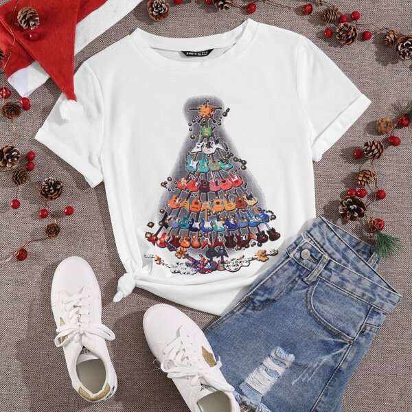 

Christmas Print Tee, White