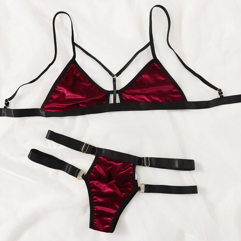 

Velvet Cut Out Lingerie Set, Burgundy
