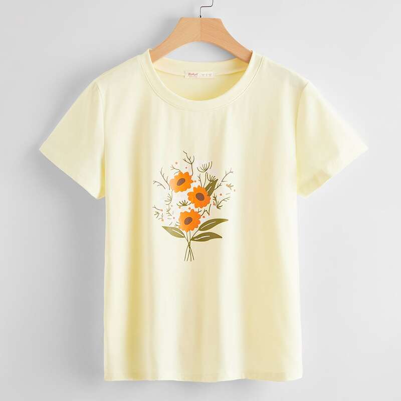 

Flower Pattern Tee, Yellow pastel