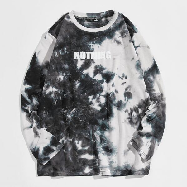 

Men Letter Graphic Tie Dye Top, Multicolor