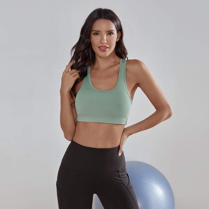 

Cut Out Tie Back Sports Bra, Mint green