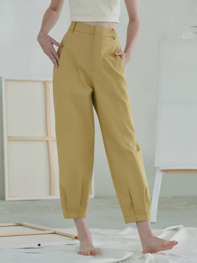 100% COTTON TAPERED PANTS
