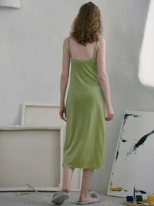 SHEIN Đầm Chia Khối Màu Hấp dẫn - Màu xanh chanh - Xem 2