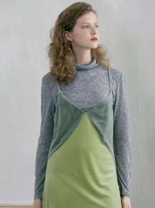 SHEIN Đầm Chia Khối Màu Hấp dẫn - Màu xanh chanh - Xem 5