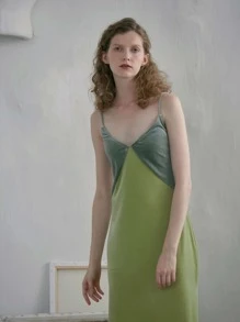 SHEIN Đầm Chia Khối Màu Hấp dẫn - Màu xanh chanh - Xem 7