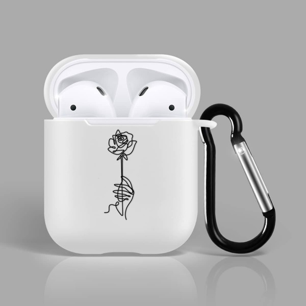 

Чехол для Airpods с узором розы, Белый