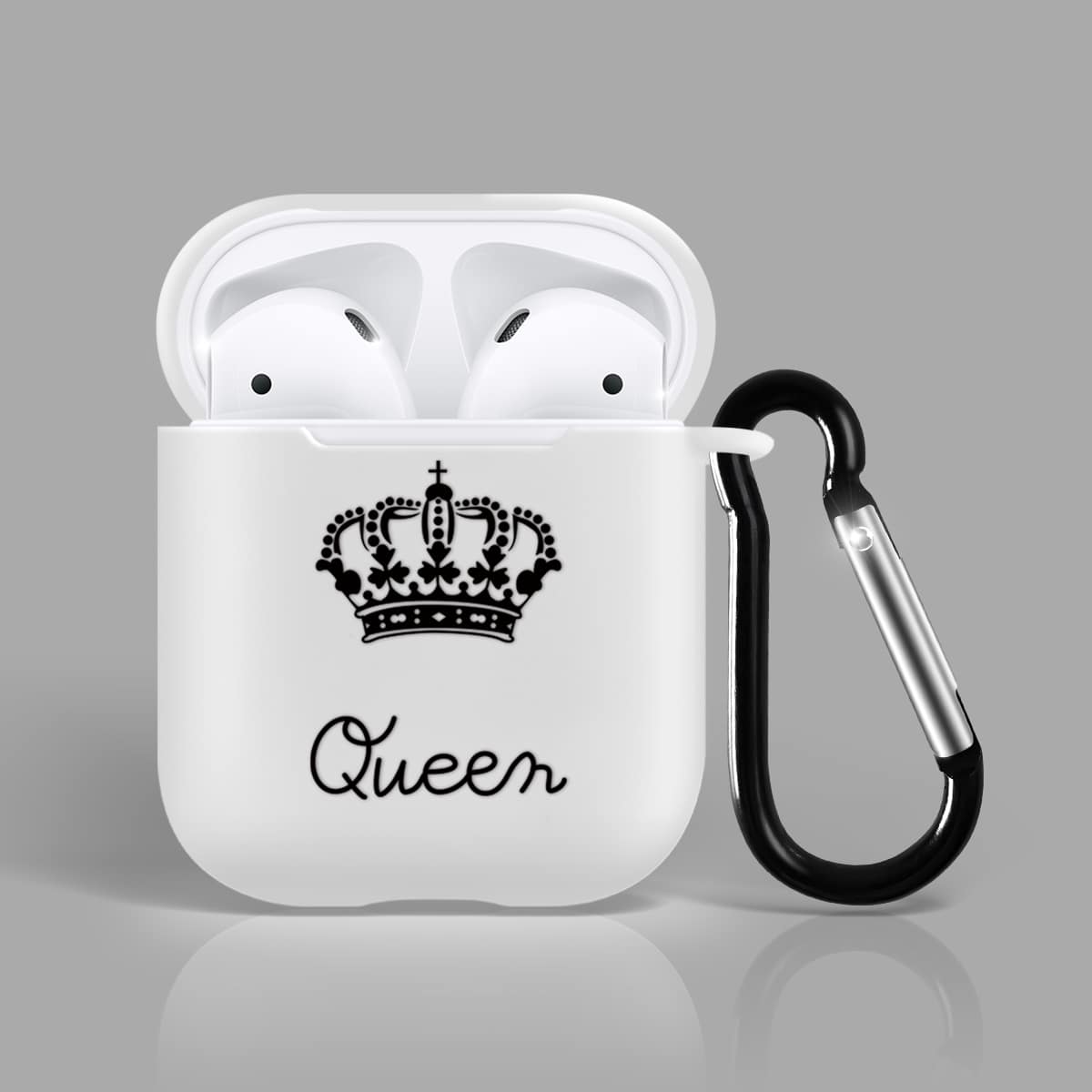 

Crown Pattern Airpods Case, White