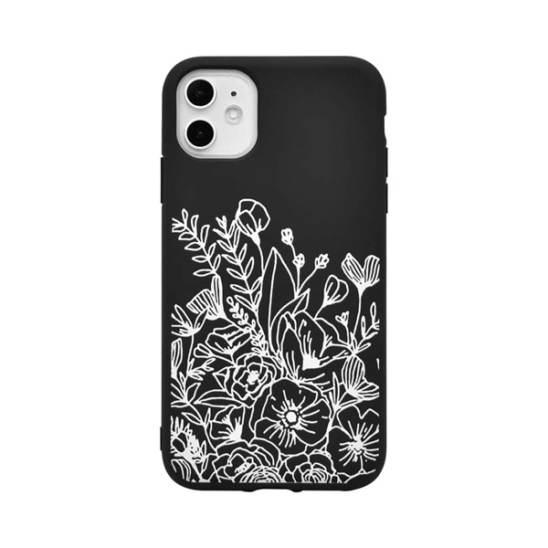 

Чехол для iPhone с узором цветка, Черный и белый