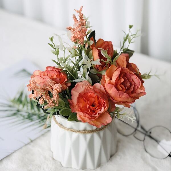 

1bundle Artificial Peony Without Vase, Orange