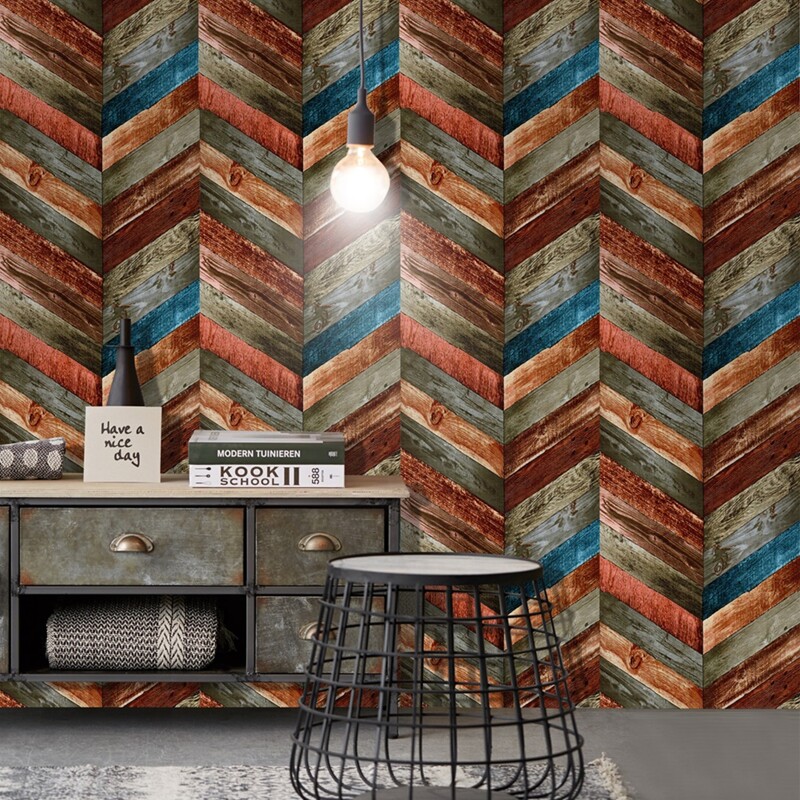

1sheet Chevron Pattern Wallpaper Sticker, Multicolor