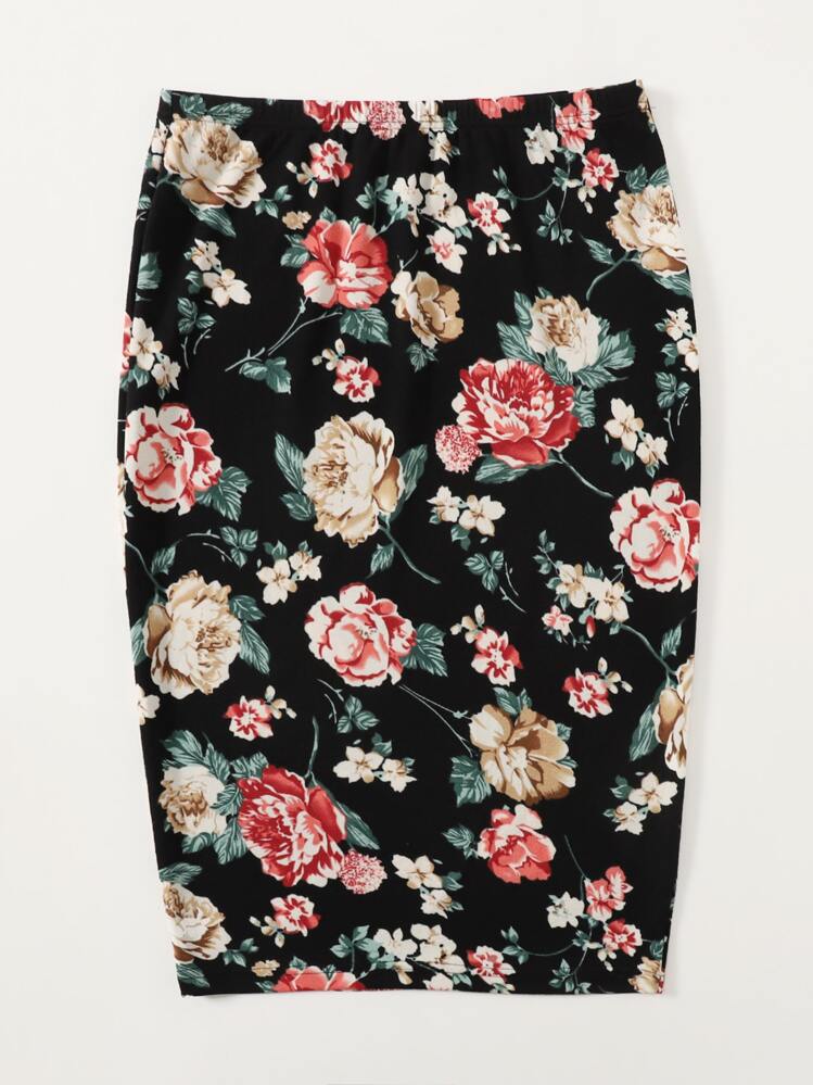 Jupe Crayon Midi Femme Roman - Taille 10, Imprimé Fleuri Multicolore, Neuve Avec étiquettes