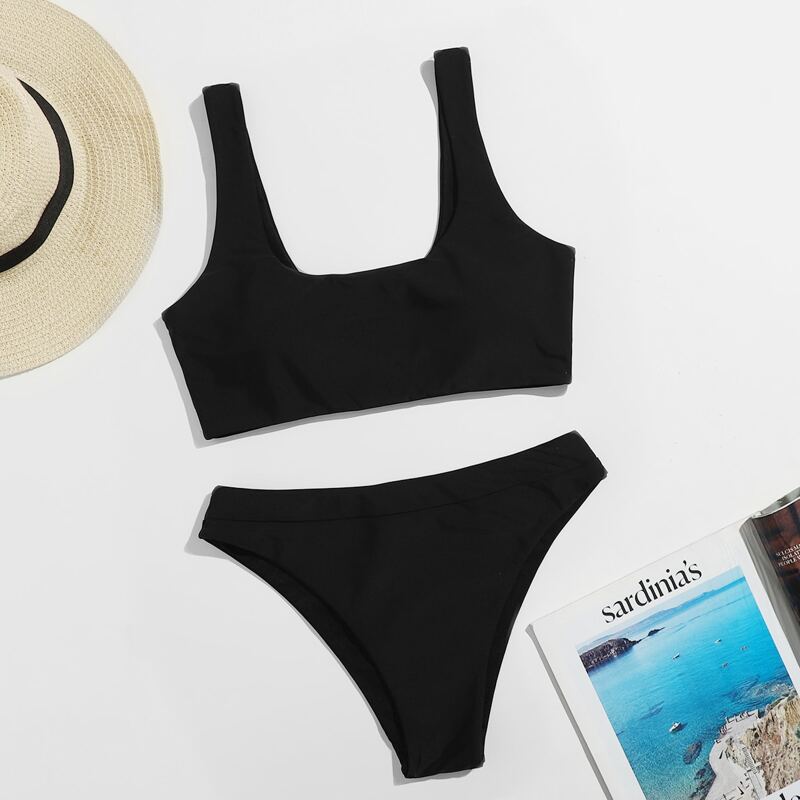 

Solid Bikini Swimsuit, Black