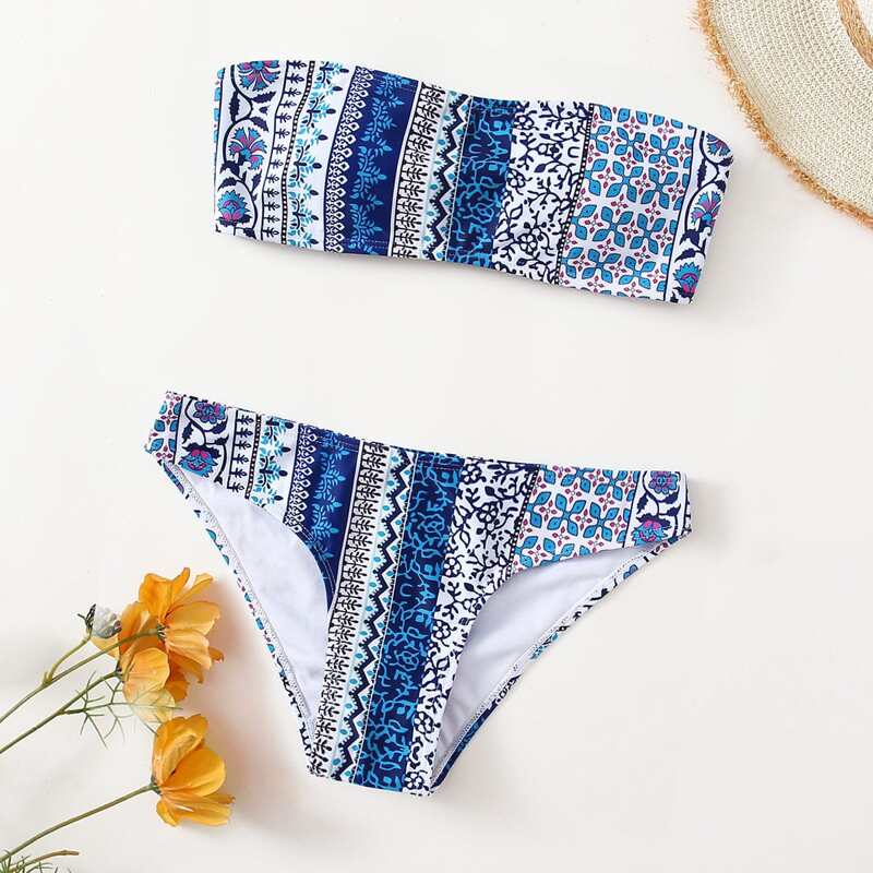 

Tribal Floral Bikini Swimsuit, Multicolor