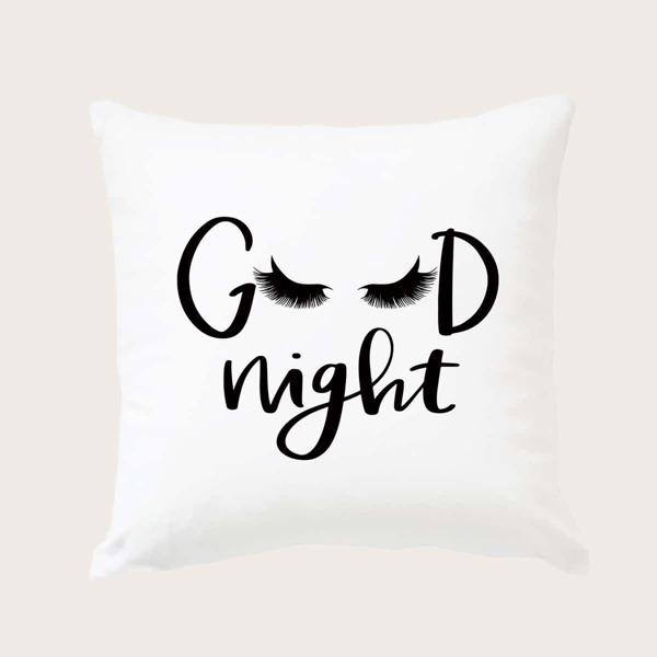 

Letter Graphic Cushion Cover Without Filler, Black and white
