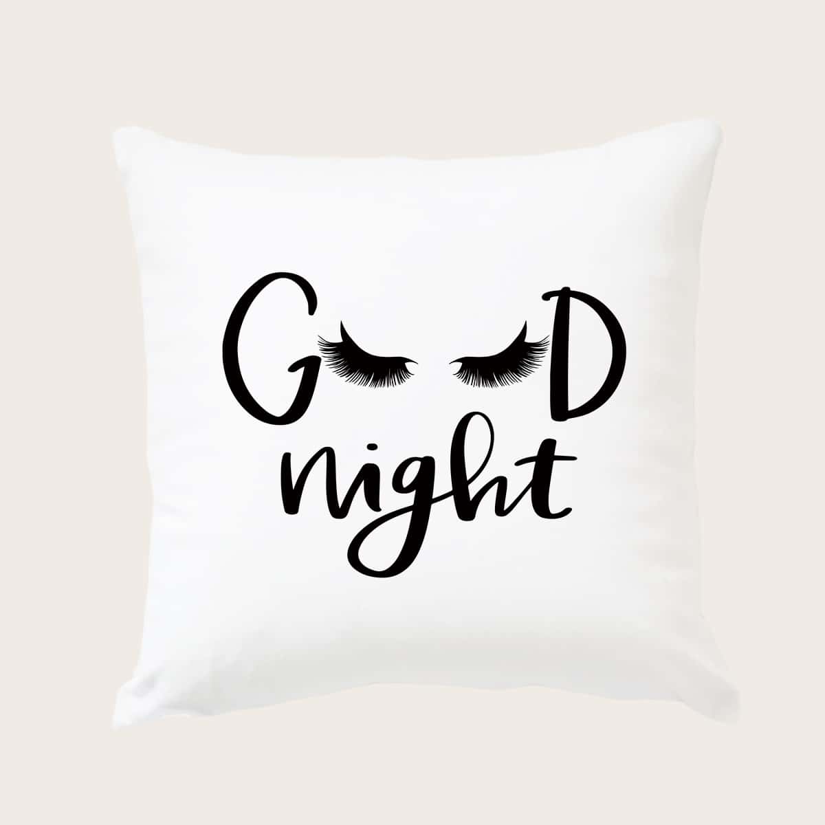 

Letter Graphic Cushion Cover Without Filler, Black and white