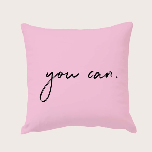 

Slogan Graphic Cushion Cover Without Filler, Pink
