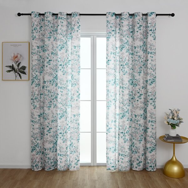 

Flower Print Single Panel Curtain, Multicolor