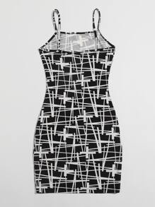 SHEIN Privé Đầm Hình học Giải trí - Đen và trắng - Xem 2