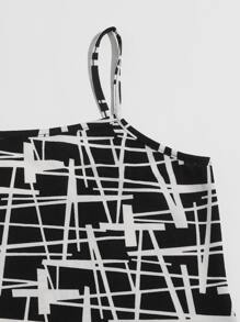 SHEIN Privé Đầm Hình học Giải trí - Đen và trắng - Xem 5