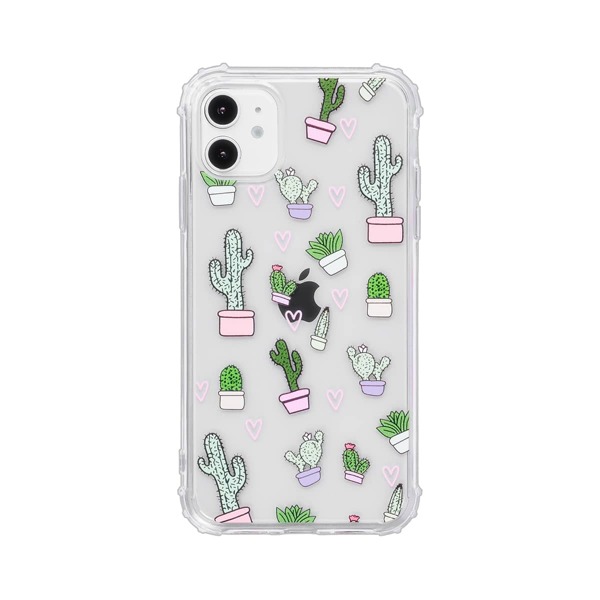 

Cactus & Heart Clear iPhone Case, Multicolor