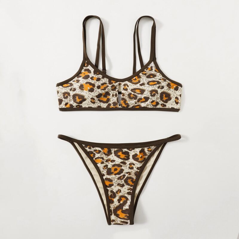 

Leopard Cut Out Bikini Swimsuit, Multicolor