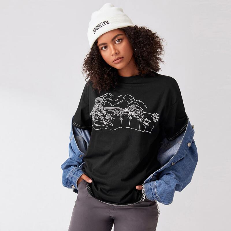 

Wave Graphic Tee, Black