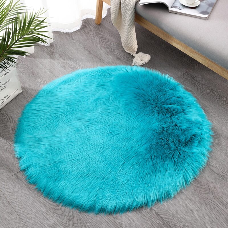 

1pc Round Plush Carpet, Blue