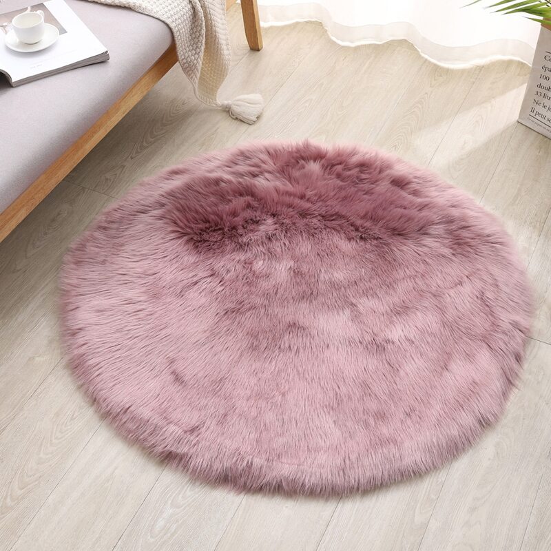 

1pc Round Plush Carpet, Dusty pink