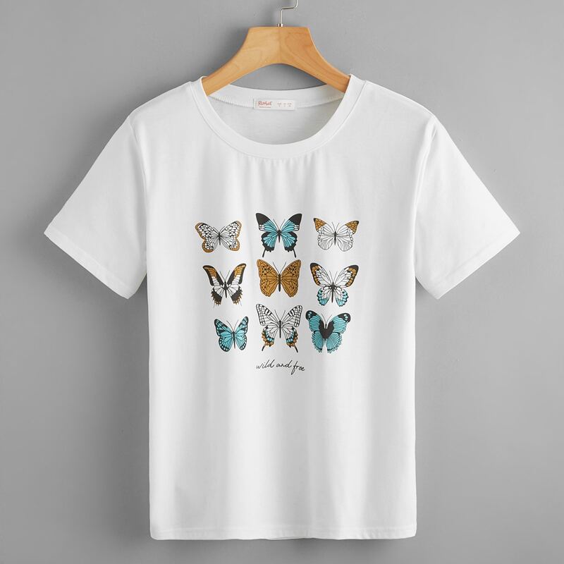 

Butterfly Pattern Tee, White