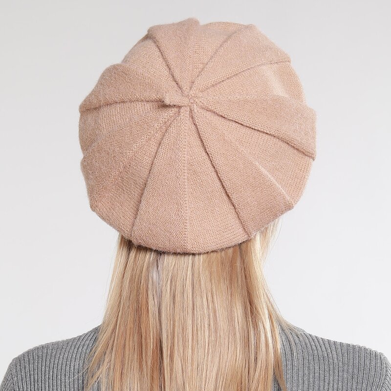 

Plain Knit Beret, Apricot