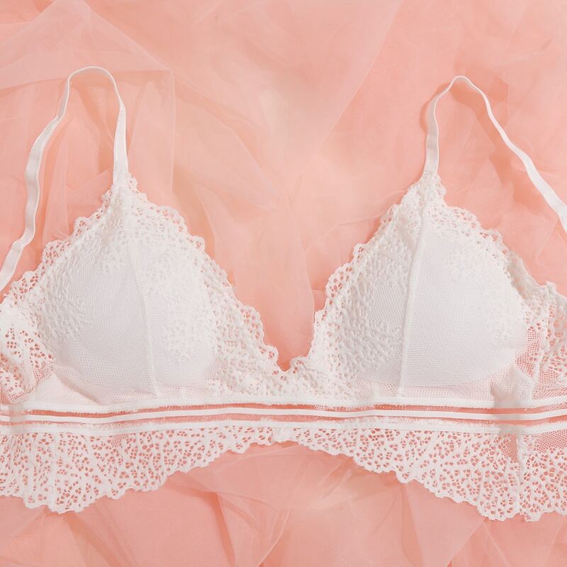 

Solid Lace Bra, White
