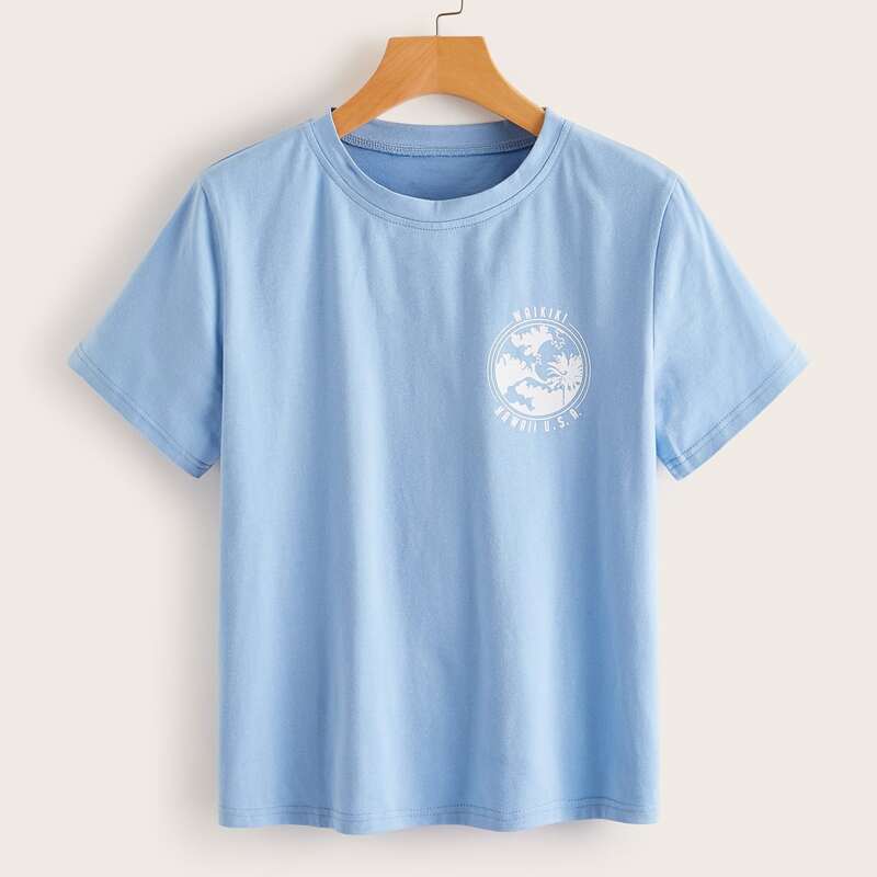 

Letter Graphic Tee, Baby blue