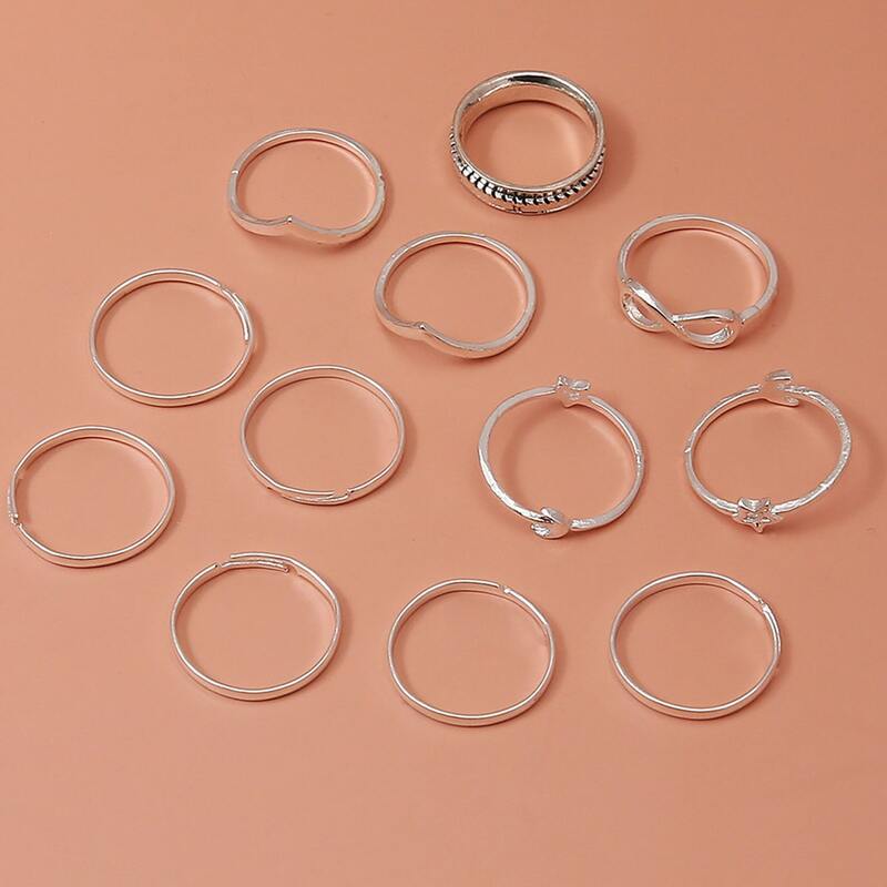 

12pcs Minimalist Ring, Silver