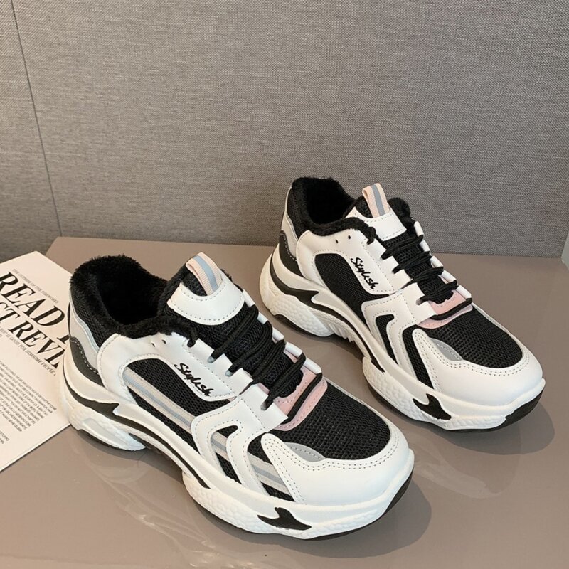

Lace-up Front Mesh Chunky Sneakers, Grey