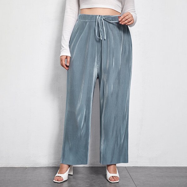 

Plus Drawstring Wide-leg Pants, Blue