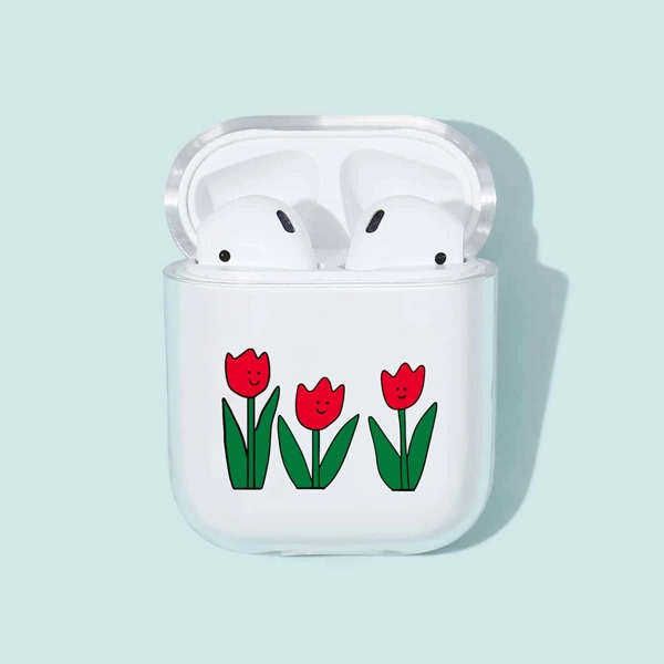 

Прозрачный чехол для Airpods с цветочным принтом