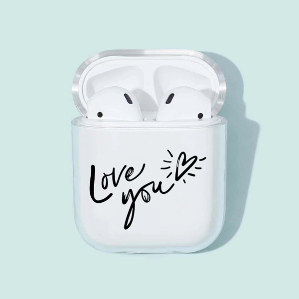 

Прозрачный чехол для Airpods с текстовым принтом