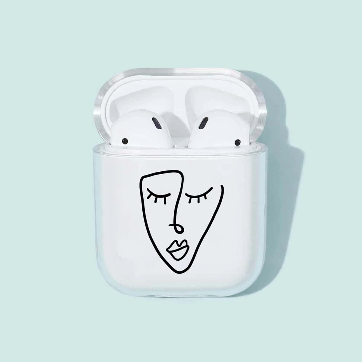 

Line Art Clear Airpods Case