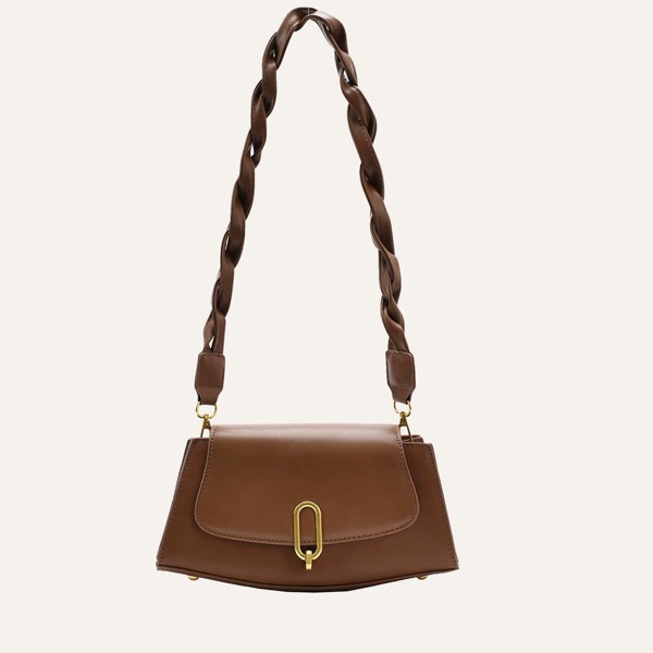 

Braided Strap Shoulder Bag, Brown