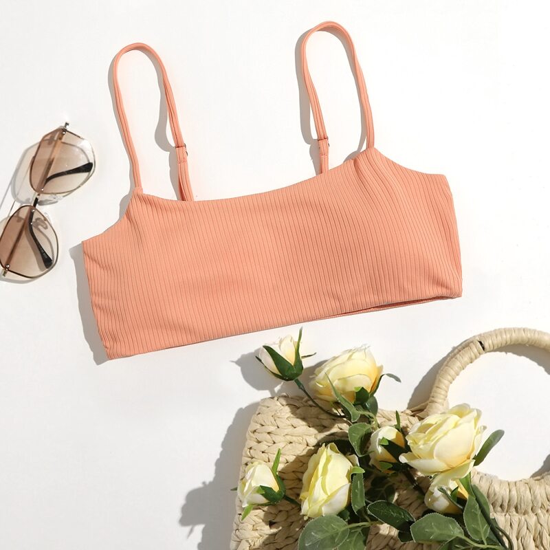 

Solid Bikini Top, Coral orange
