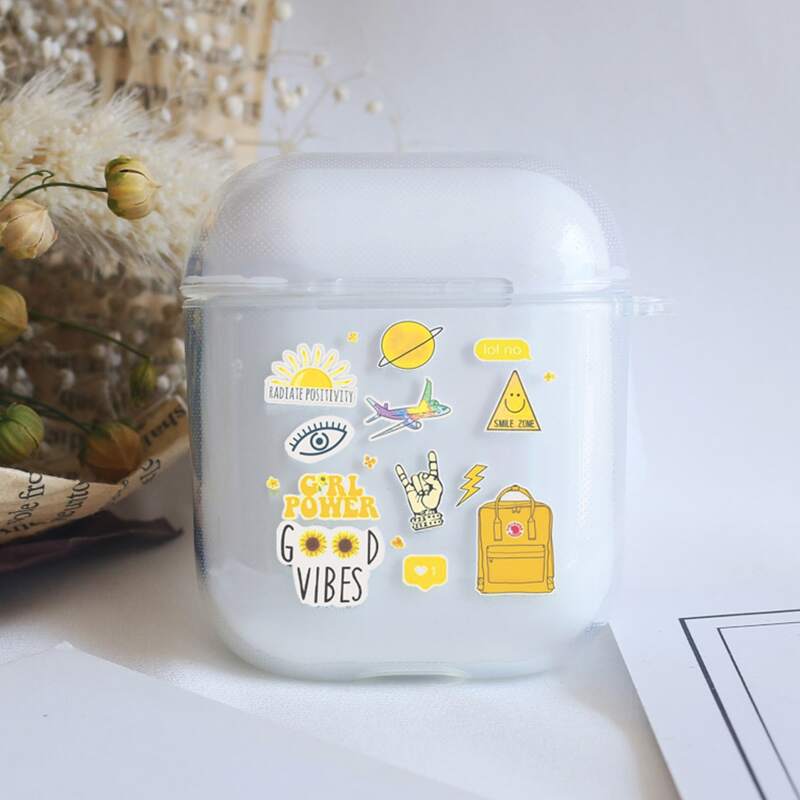 

Cartoon Graphic Clear AirPods Case, Yellow