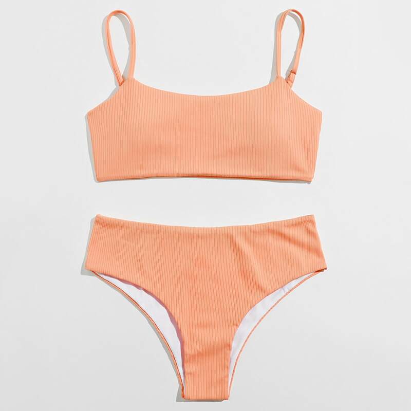 

Solid Bikini Swimsuit, Coral orange