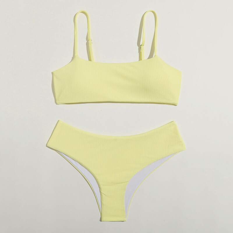 

Solid Bikini Swimsuit, Yellow pastel