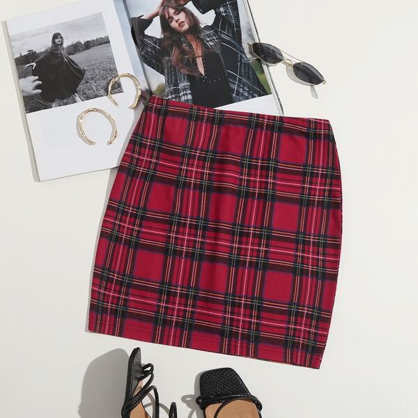 

Tartan Bodycon Skirt, Multicolor