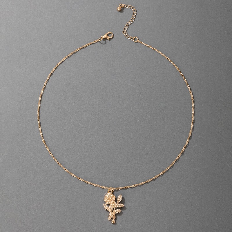 

Rose Charm Necklace, Gold